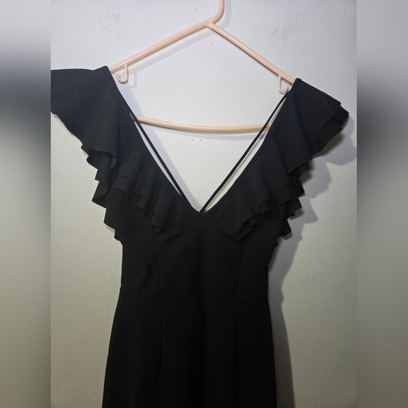 NWT Hello Molly Women's Small Size 4 Hi-Low Ruffle Hem Black Maxi Dress - Picture 10 of 12